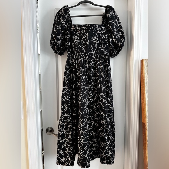 NWT Abercrombie Emerson Poplin Puff Sleeve Midi Dress - Picture 3 of 4